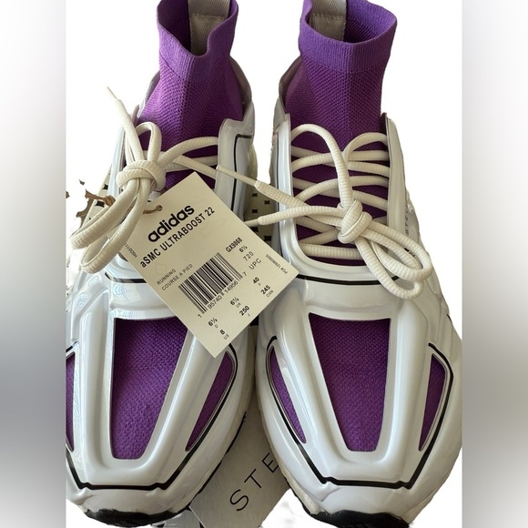 NIB Adidas by Stella McCartney Women’s Ultraboost 22 Running Shoes White/Purple - Picture 8 of 10